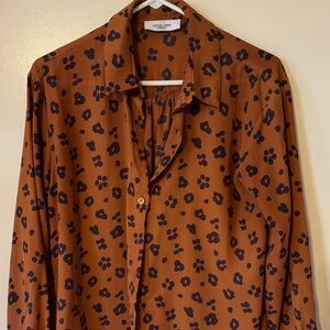Carly Jean Los Angeles Burnt Orange Animal Print Blouse - Size S